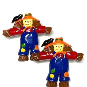 Vintage Earrings Scarecrow Post Pierced Halloween Thanksgiving Fall Holi…